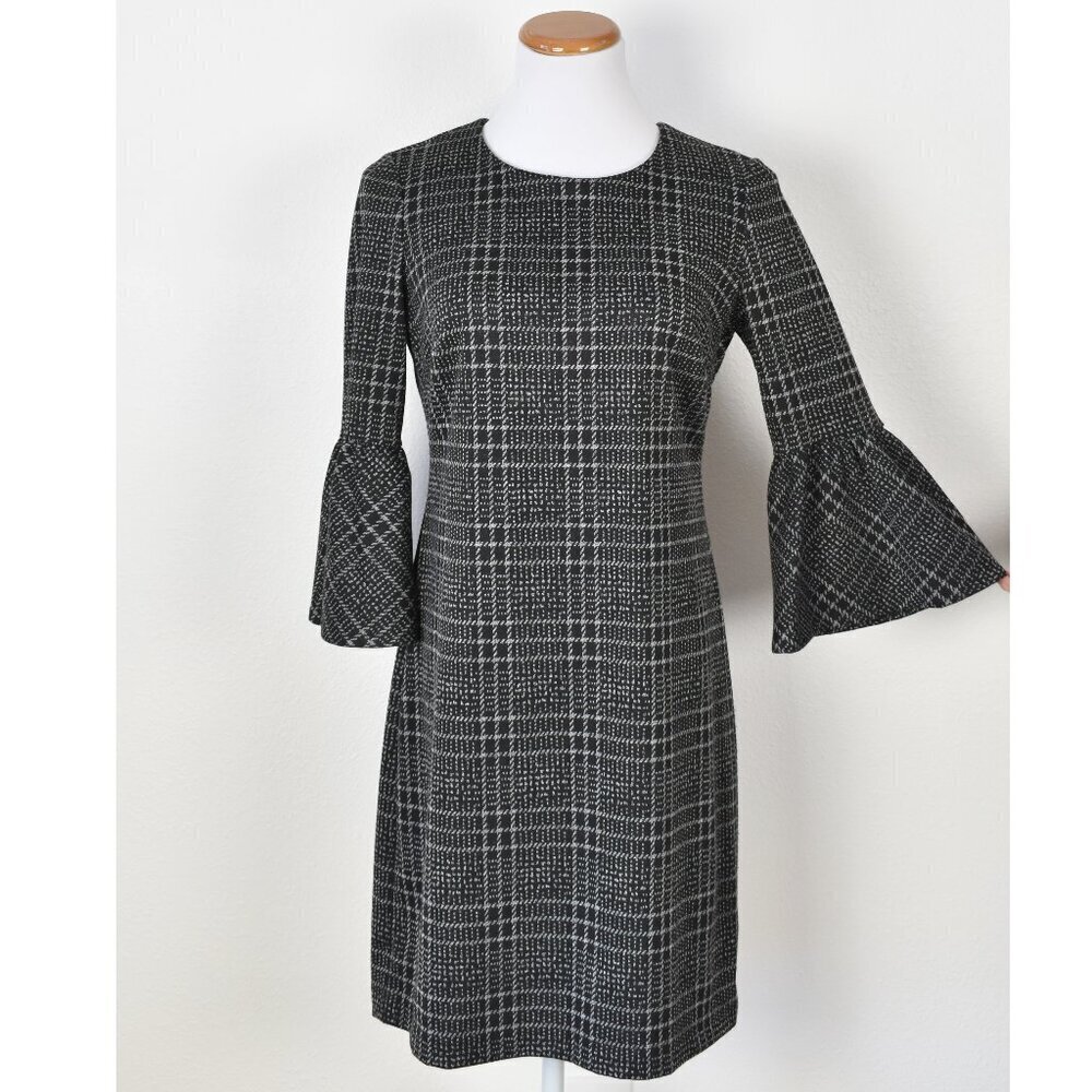 Calvin Klein Plaid Bell Sleeve Dress - 6